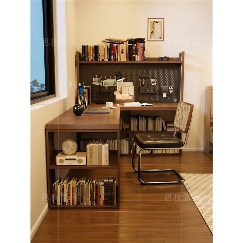 All solid wood corner desk, bookshelf, integrated L-shaped computer desk, bedroom home writing desk, corner workbench
All solid wood corner desk, bookshelf, integrated L-shaped computer desk, bedroom home writing desk, corner workbench
