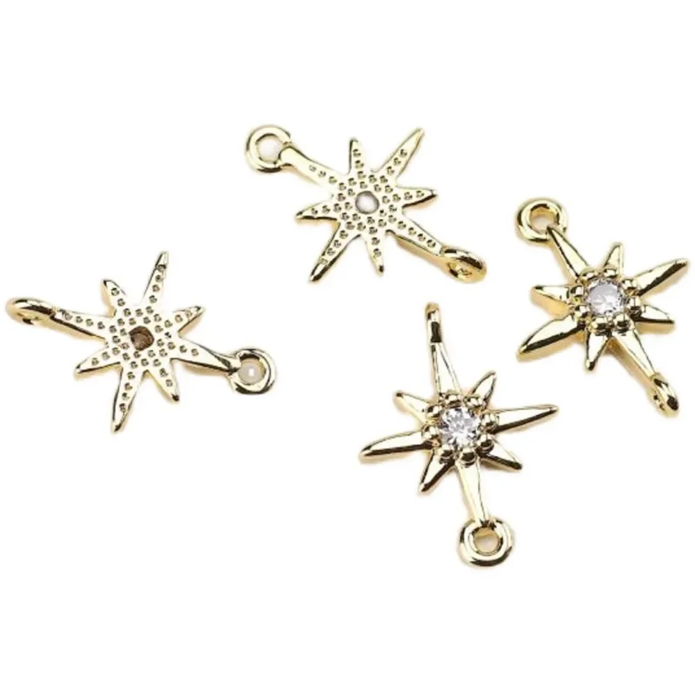 Color-preserving gold-plated Eight Star micro-inset zircon double hole connection pendant DIY accessories
Color-preserving gold-plated Eight Star micro-inset zircon double hole connection pendant DIY accessories