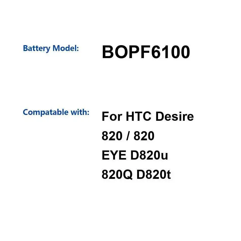 Премиальная замена для Htc Desire 820 Eye D820u 820Q D820t BOPF6100 аккумулятор мобильного телефона 2600 мАч
Премиальная замена для Htc Desire 820 Eye D820u 820Q D820t BOPF6100 аккумулятор мобильного телефона 2600 мАч