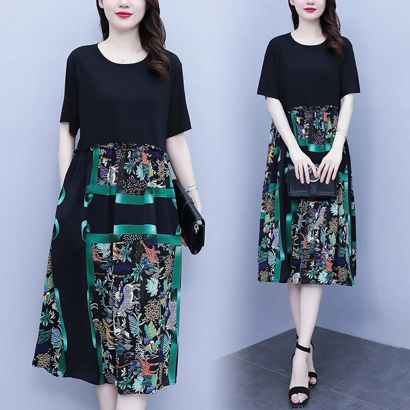 plus Size Casual Print Dress Loose Comfortable Mid-Length Slimming Summer Fashion Women's Clothing Korean Style PVC Fabric
plus Size Casual Print Dress Loose Comfortable Mid-Length Slimming Summer Fashion Women's Clothing Korean Style PVC Fabric