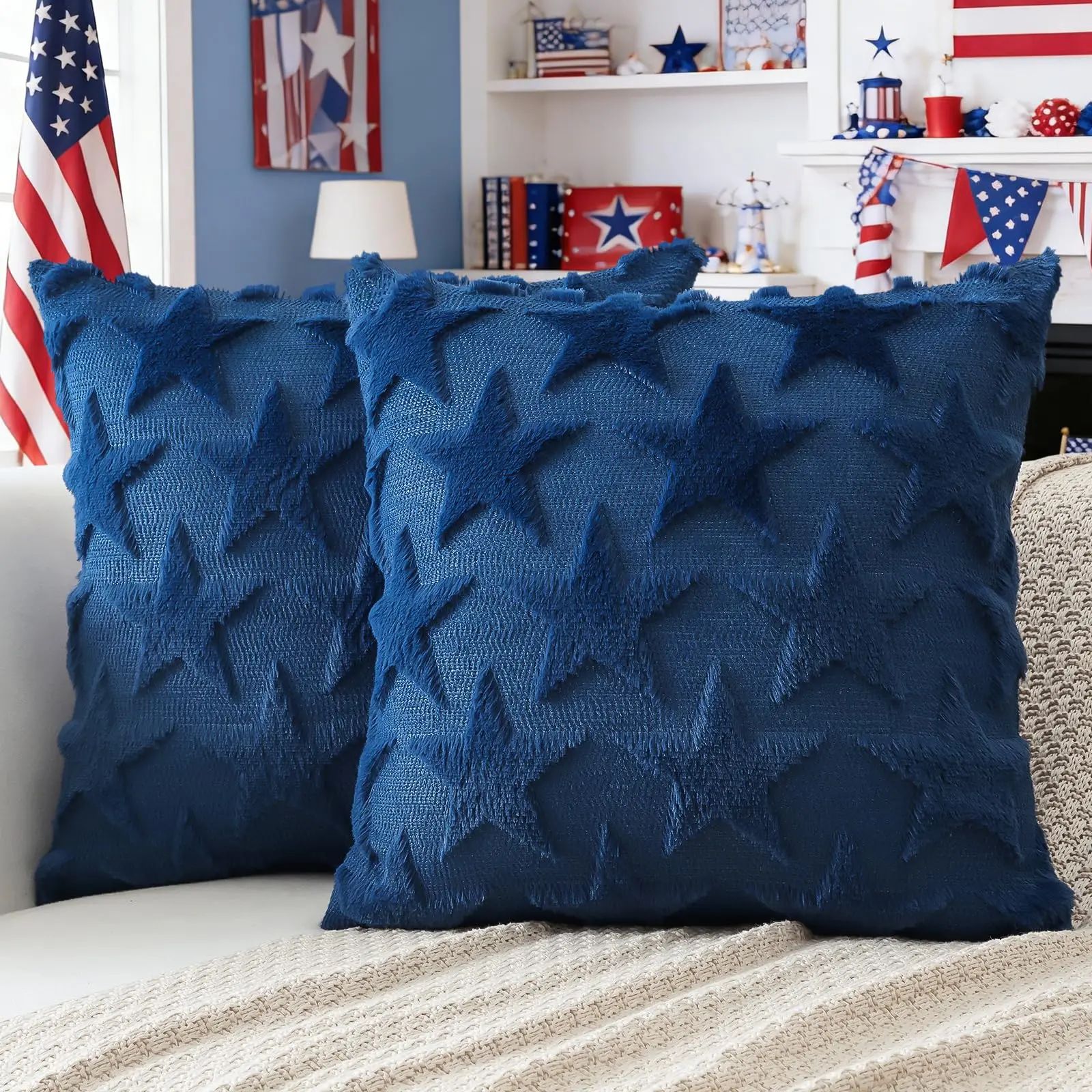 4th of July Throw Pillow Covers Set of 2 Stars Cushion Covers for Sofa Square Patriotic Soft Plush Short Wool Velvet Pillowcase
4th of July Throw Pillow Covers Set of 2 Stars Cushion Covers for Sofa Square Patriotic Soft Plush Short Wool Velvet Pillowcase