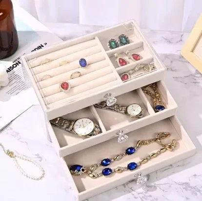 1PC 3-layer transparent plastic and velvet drawer jewelry storage box elegant crystal-shaped handle display table hot.
1PC 3-layer transparent plastic and velvet drawer jewelry storage box elegant crystal-shaped handle display table hot.