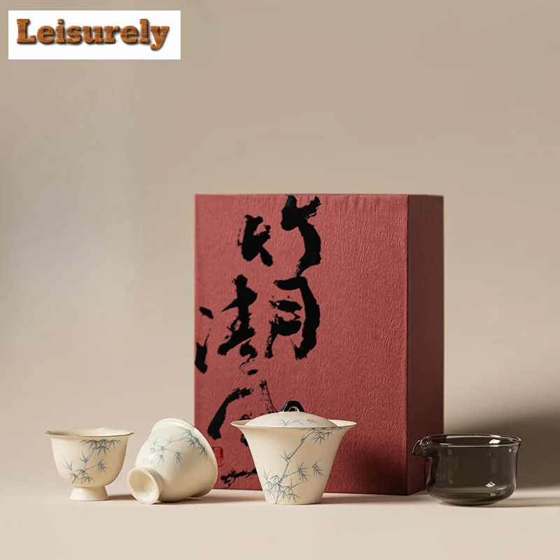Powder Yin Hand-painted Bamboo Breeze Tea Set Complete Set Luxury Tea Ceremony Set Teapot And Tea Cup Set For Tea Gift Supplies
Powder Yin Hand-painted Bamboo Breeze Tea Set Complete Set Luxury Tea Ceremony Set Teapot And Tea Cup Set For Tea Gift Supplies