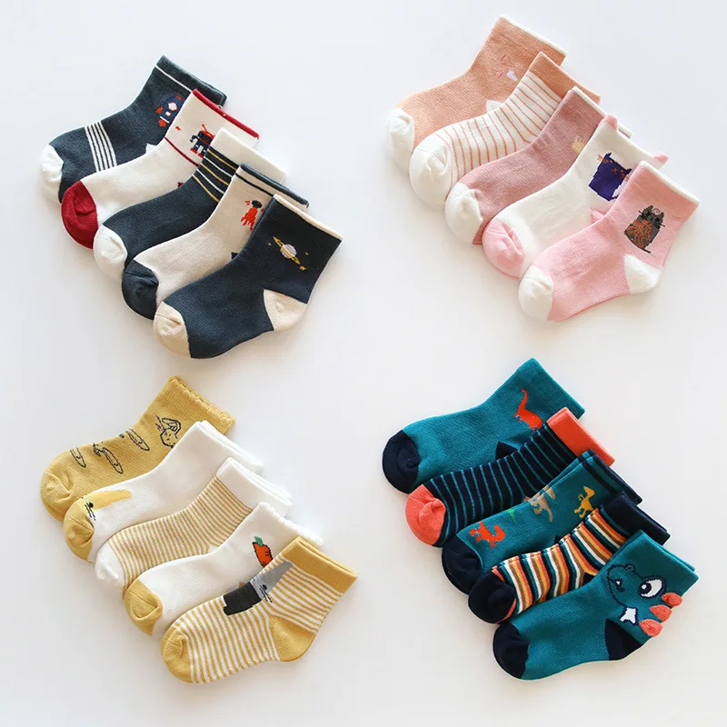 5 Pairs/lot Baby Toddler Boys Socks Main fabric Cotton Dinosaur Animal Print Cute Socks for Girls Fall Kids Fashion Mid socks
5 Pairs/lot Baby Toddler Boys Socks Main fabric Cotton Dinosaur Animal Print Cute Socks for Girls Fall Kids Fashion Mid socks