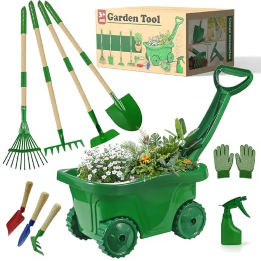 Gardening Tools Set - Wheelbarrow Toys with Shovel Rake Hoe and Leaf Rake for Outdoor Backyard Play STEM Educational Toys for T
Gardening Tools Set - Wheelbarrow Toys with Shovel Rake Hoe and Leaf Rake for Outdoor Backyard Play STEM Educational Toys for T