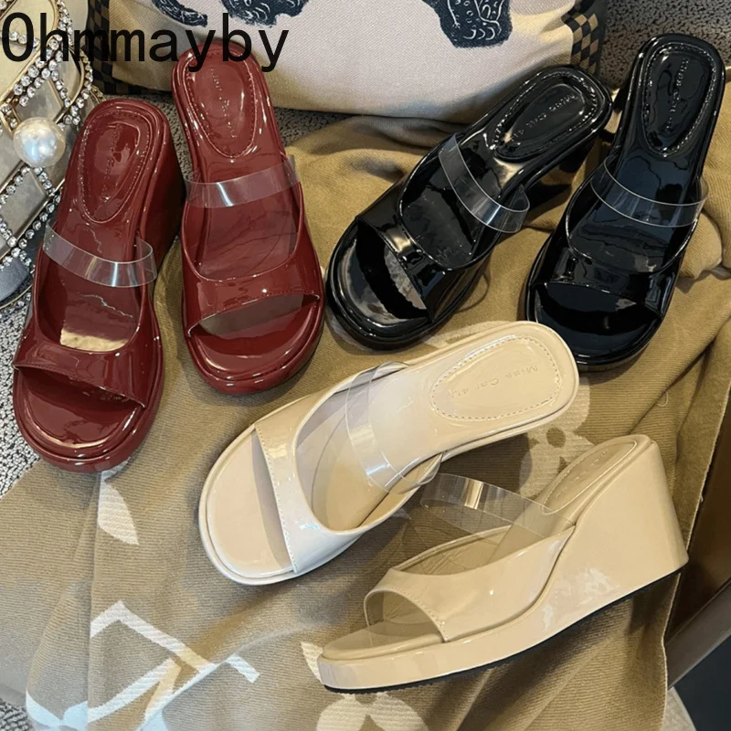 Platform Wedges Heel Women's Slippers Summer Fashion PVC Transparent Slides Ladies Comfort Open Toe Vacation Dress Shoes
Platform Wedges Heel Women's Slippers Summer Fashion PVC Transparent Slides Ladies Comfort Open Toe Vacation Dress Shoes