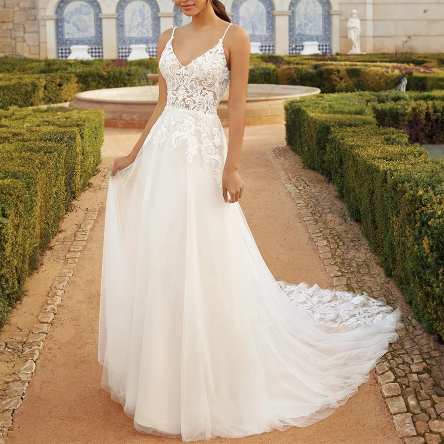 Sweetheart Lace Spaghetti Strap Wedding Gowns A-line Backless And Zipper Custom Made Bridal Gowns
Sweetheart Lace Spaghetti Strap Wedding Gowns A-line Backless And Zipper Custom Made Bridal Gowns