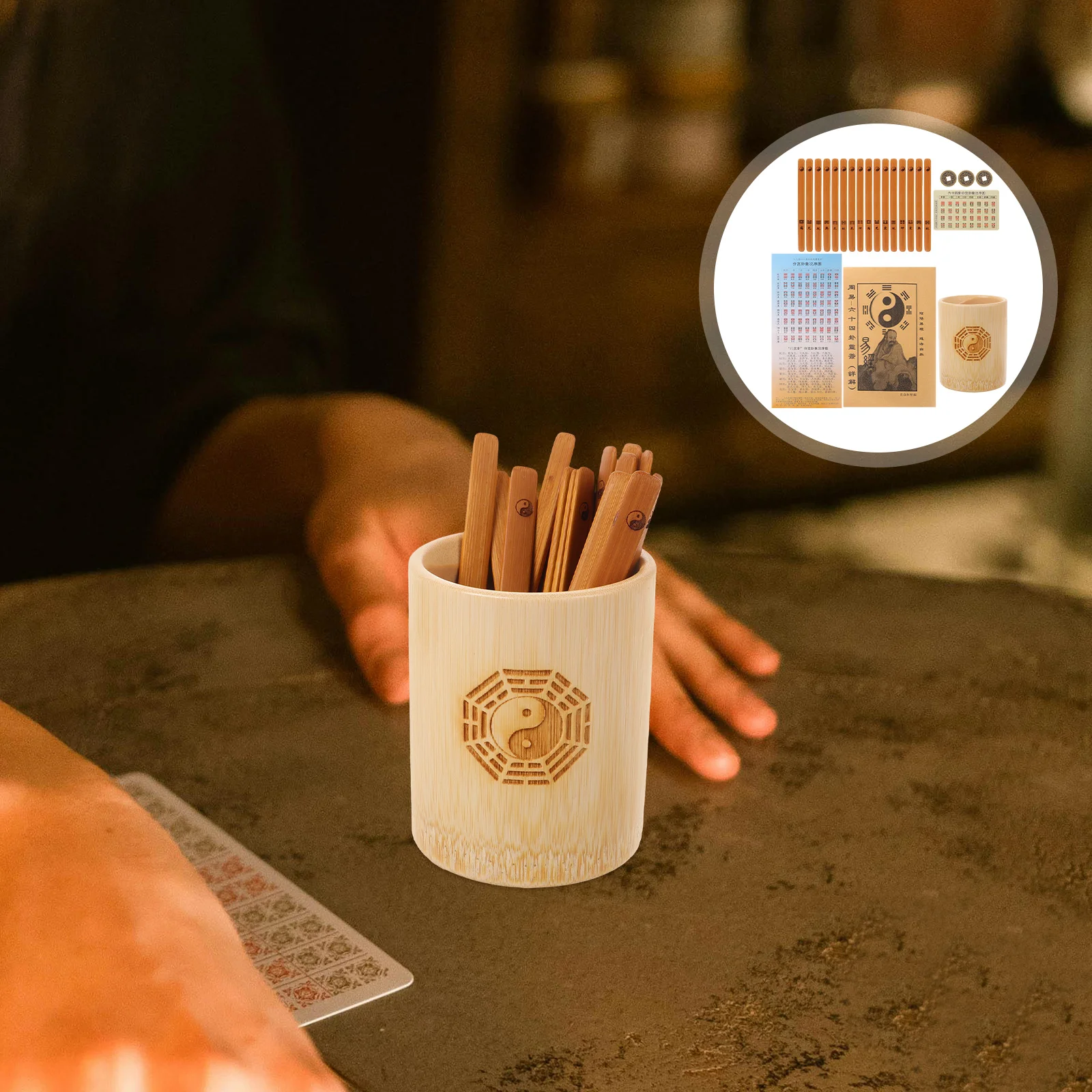 Vintage Style Hexagram Tool Bamboo Sticks Bucket Props Smooth Polished Traditional Chinese Fortune Telling Set Interactive Party
Vintage Style Hexagram Tool Bamboo Sticks Bucket Props Smooth Polished Traditional Chinese Fortune Telling Set Interactive Party