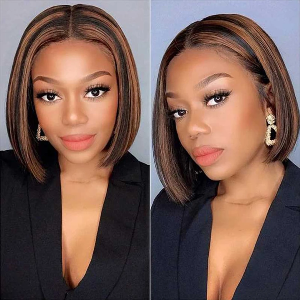 Straight Highlight Ombre Bob Wig Human Hair T Part Lace Front Wigs P4/30 Colored Highlights Honey Blonde Short Bob Wigs
Straight Highlight Ombre Bob Wig Human Hair T Part Lace Front Wigs P4/30 Colored Highlights Honey Blonde Short Bob Wigs