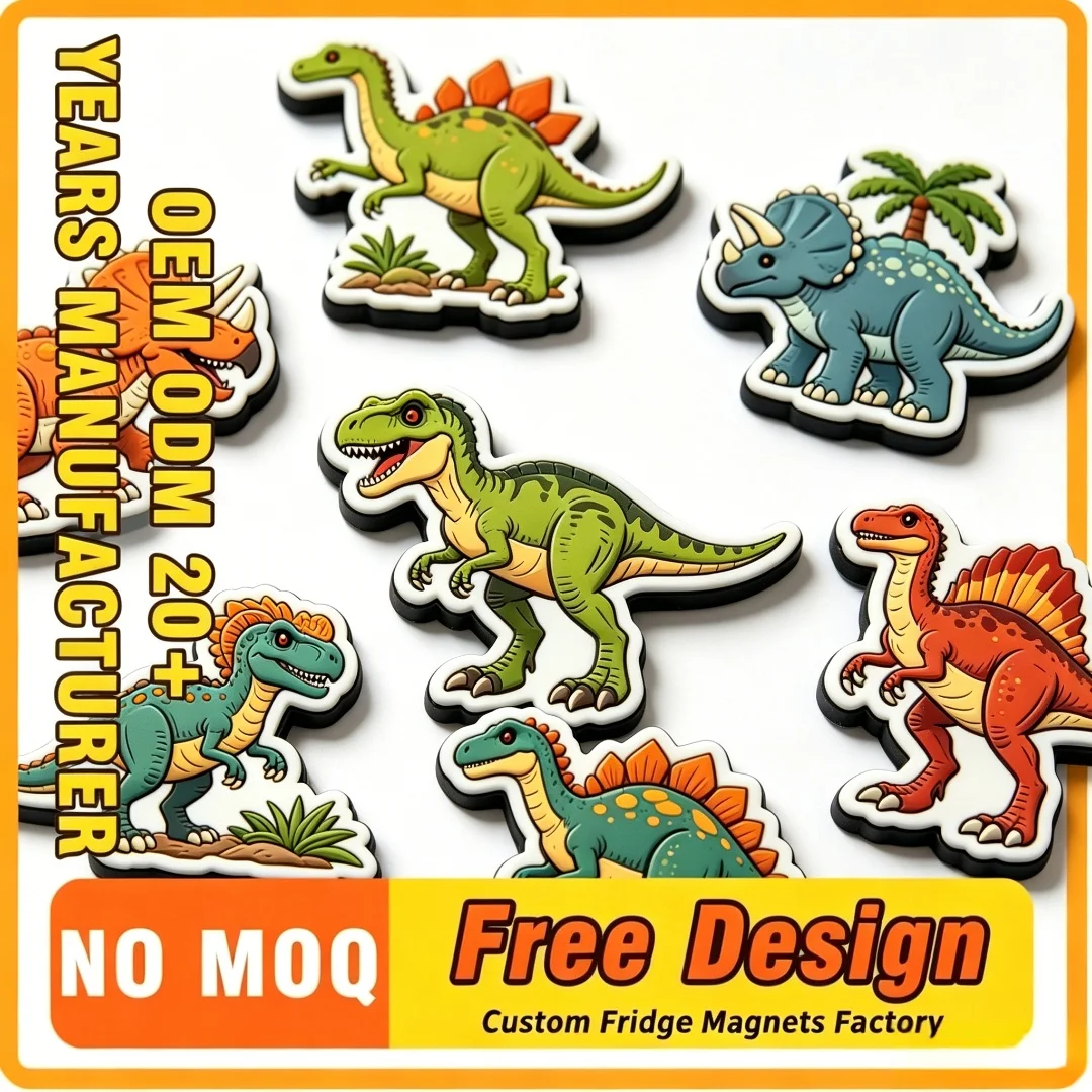 Custom Cartoon Dinosaur Fridge Magnets, Cute T-Rex Triceratops Refrigerator Magnet, No MOQ Kids Room Decor
Custom Cartoon Dinosaur Fridge Magnets, Cute T-Rex Triceratops Refrigerator Magnet, No MOQ Kids Room Decor