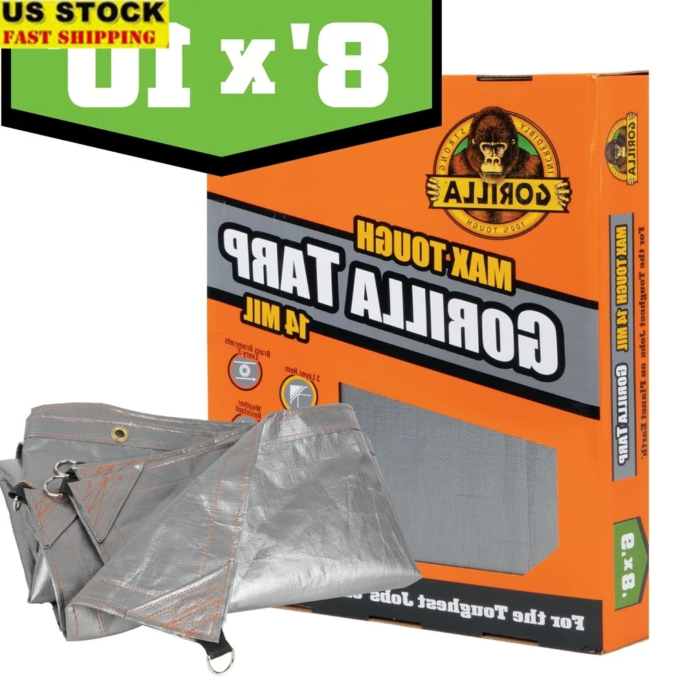 Макс. прочный брезент 8X10, сверхмощный, водонепроницаемый, устойчивый к ультрафиолетовому излучению, прочный уличный чехол, усиленные втулки, защищенное от атмосферных воздействий укрытие для кемпинга 
Макс. прочный брезент 8X10, сверхмощный, водонепроницаемый, устойчивый к ультрафиолетовому излучению, прочный уличный чехол, усиленные втулки, защищенное от атмосферных воздействий укрытие для кемпинга