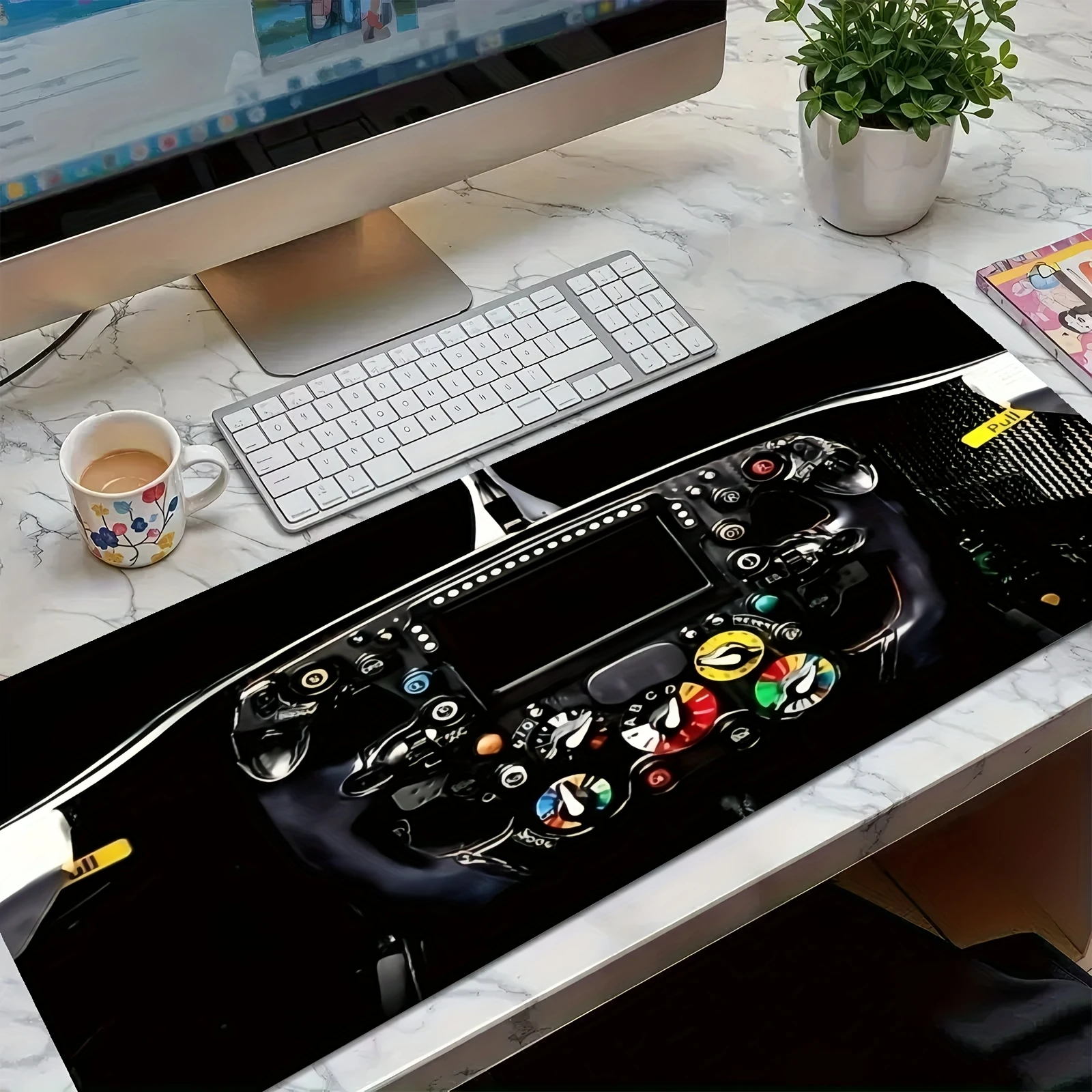 Игровой коврик для мыши с дизайном руля Формулы-1, большой настольный коврик с нескользящей резиновой основой для ПК
Игровой коврик для мыши с дизайном руля Формулы-1, большой настольный коврик с нескользящей резиновой основой для ПК