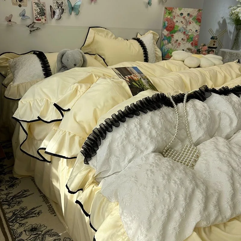 Ins Princess Bedding Set Lace Ruffles Embroidery Skin-Friendly Quilt Cover Set 4PCS Skirt Bed Sheet Queen Size For Girls Women
Ins Princess Bedding Set Lace Ruffles Embroidery Skin-Friendly Quilt Cover Set 4PCS Skirt Bed Sheet Queen Size For Girls Women