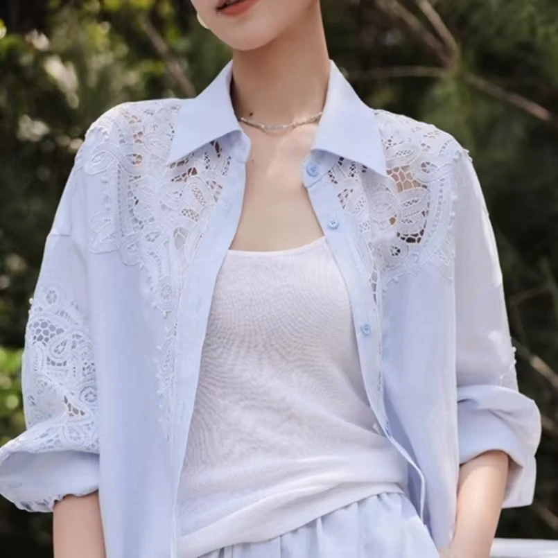 Luxury Brand Design Diamonds Hot Drilling 100% Cotton Oversize Long Shirts Blouses for Women's Autumn Full Sleeve Cardigan Top
Luxury Brand Design Diamonds Hot Drilling 100% Cotton Oversize Long Shirts Blouses for Women's Autumn Full Sleeve Cardigan Top