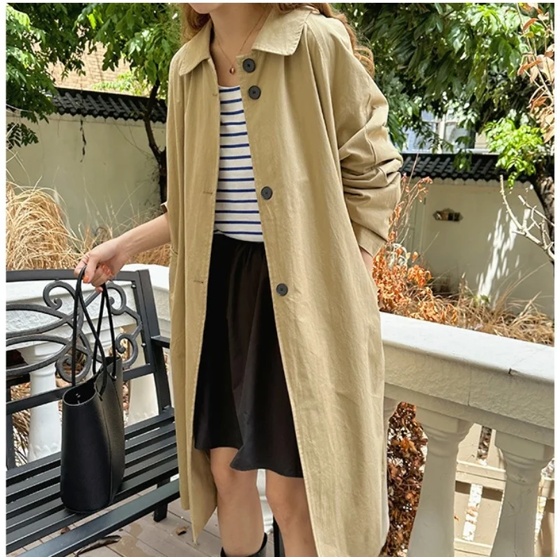 Retro Autumn Winter Loose Fit Pure Color Midi Length Windbreaker Jaet Street Sle Women's plus Size Coat Button Detail
Retro Autumn Winter Loose Fit Pure Color Midi Length Windbreaker Jaet Street Sle Women's plus Size Coat Button Detail