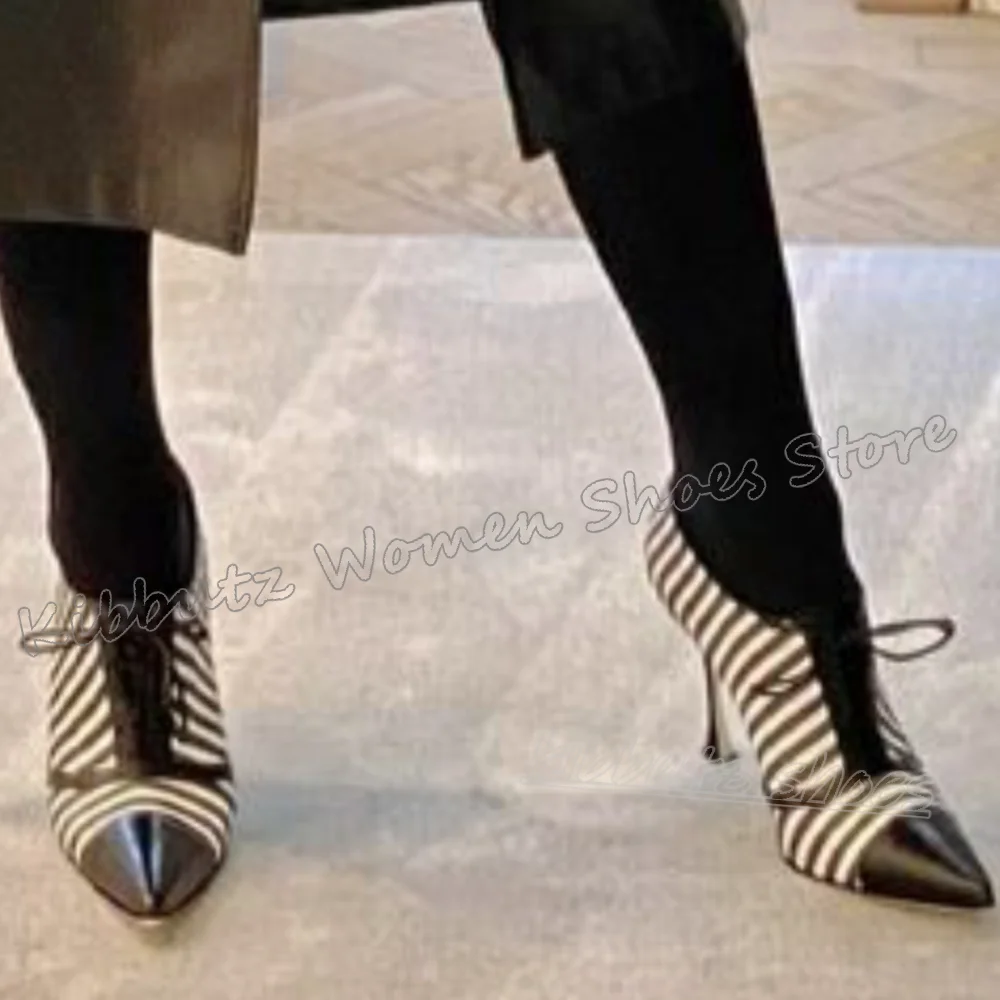 Striped Pumps Lace-Up Pointy Kitten Heels Leather Mixed Color Fashion Novelty Elegant Concise Sexy Women Party Dress Shoes New
Striped Pumps Lace-Up Pointy Kitten Heels Leather Mixed Color Fashion Novelty Elegant Concise Sexy Women Party Dress Shoes New