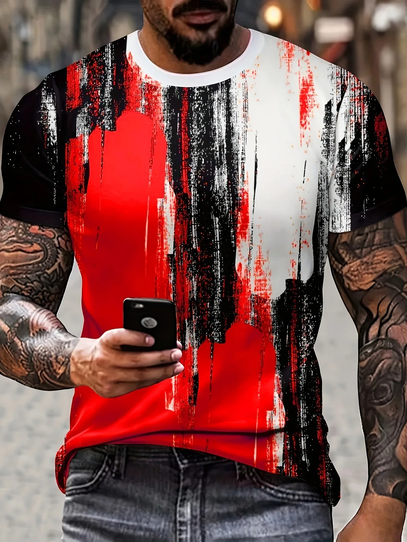 Men's Vintage Brush Stroke Print T Shirt Red Black White Color Block Short Sleeve Tee Summer Casual Streetwear Crew Neck Tops
Men's Vintage Brush Stroke Print T Shirt Red Black White Color Block Short Sleeve Tee Summer Casual Streetwear Crew Neck Tops