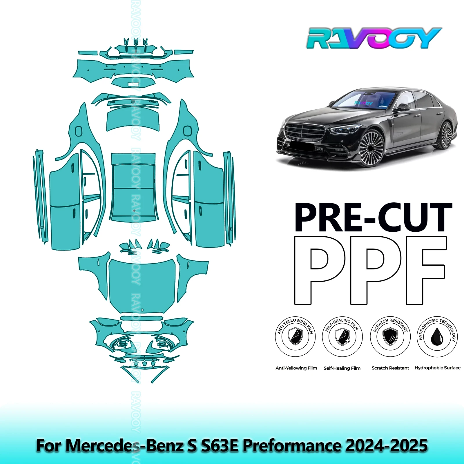 Full Vehicle Clear Bra Precut PPF Paint Protection Film For Mercedes-Benz S S63E Preformance 2024-2025
Full Vehicle Clear Bra Precut PPF Paint Protection Film For Mercedes-Benz S S63E Preformance 2024-2025