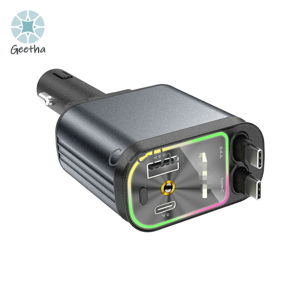 TWO-PIECE 4 1 Retractable 2 Type C PD Cables Ambient Light Fast Charging Car Phone Charger Station Quick Adapter
TWO-PIECE 4 1 Retractable 2 Type C PD Cables Ambient Light Fast Charging Car Phone Charger Station Quick Adapter