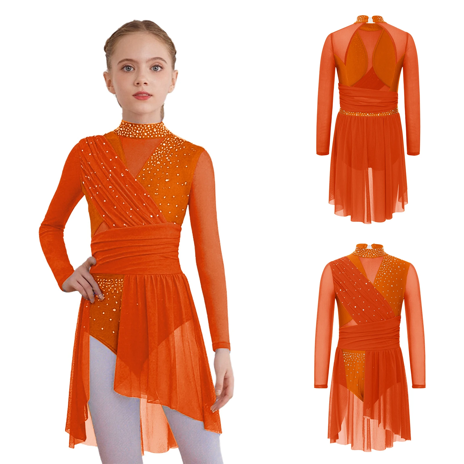 Girls Child Rhythmic Ballet Dance Leotards Dress Sheer Mesh Lyrical Rhinestones Dress for Ballroom Modern Stage Performance Wear
Girls Child Rhythmic Ballet Dance Leotards Dress Sheer Mesh Lyrical Rhinestones Dress for Ballroom Modern Stage Performance Wear