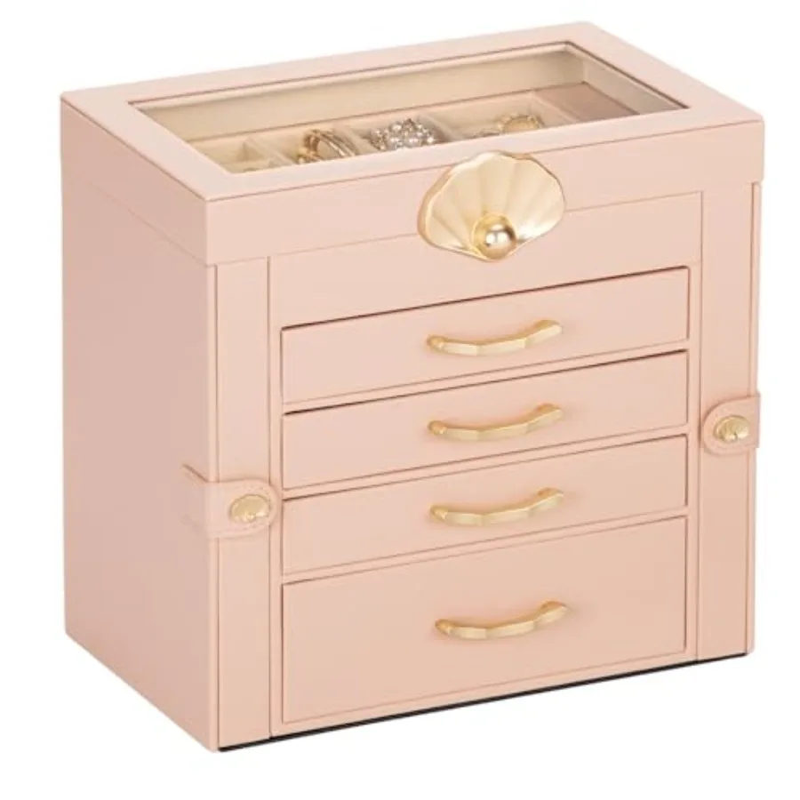 Jewelry Box with 4 Drawers : Display Organizer for Earrings Necklaces - Christmas Gifts for Girls Women Peach Pink
Jewelry Box with 4 Drawers : Display Organizer for Earrings Necklaces - Christmas Gifts for Girls Women Peach Pink