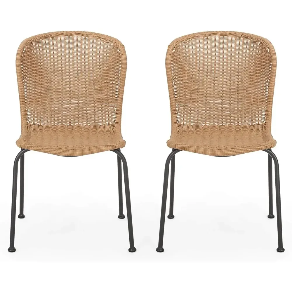 Dinah Outdoor Wicker Dining Chair (Set of 2), Light Brown, Black
Dinah Outdoor Wicker Dining Chair (Set of 2), Light Brown, Black