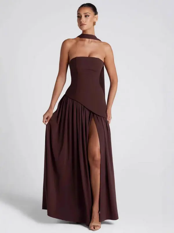 Fashionable Pure Color Asymmetrical High Slit Sexy Backless Long Dress Women's Cross-Border Clothing Tube Top Evening Gown
Fashionable Pure Color Asymmetrical High Slit Sexy Backless Long Dress Women's Cross-Border Clothing Tube Top Evening Gown
