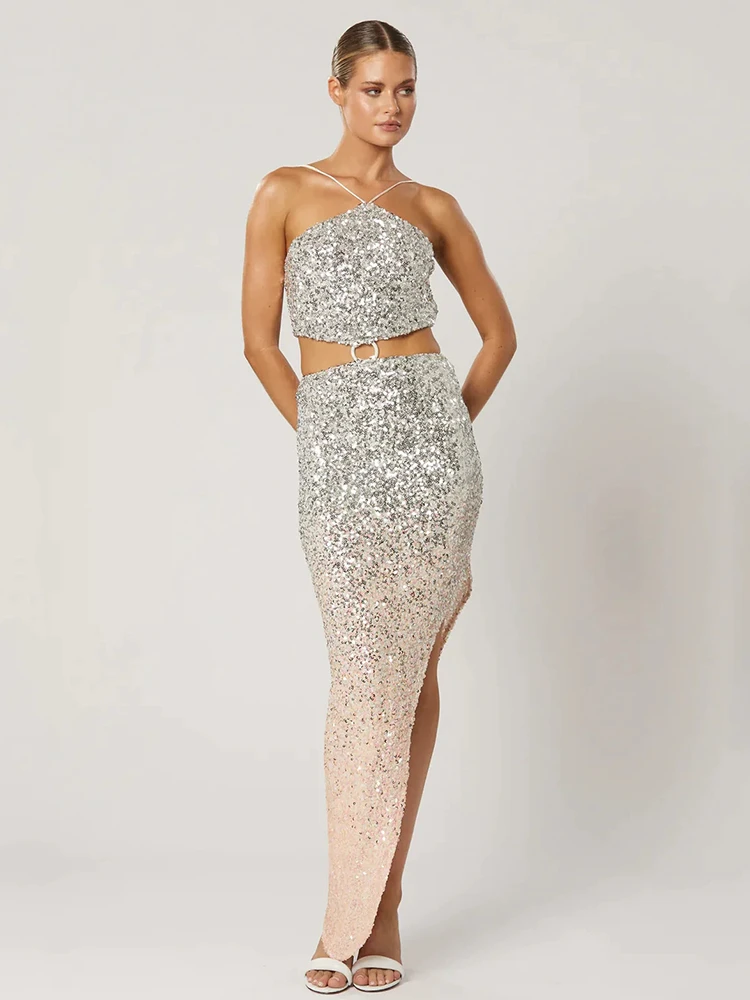 2023 Women's Sexy Sequin Hollow Midi Dress Elegant Gradual Sequin Open Back Lace up Slim Fit Long Dress Evening Dress
2023 Women's Sexy Sequin Hollow Midi Dress Elegant Gradual Sequin Open Back Lace up Slim Fit Long Dress Evening Dress