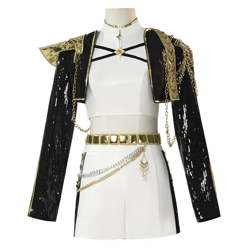 Demon Girl Group Cosplay Witch Idol Group Roleplay K-pop Demon Black and Gold Performance Costume Stage Performance Costume
Demon Girl Group Cosplay Witch Idol Group Roleplay K-pop Demon Black and Gold Performance Costume Stage Performance Costume