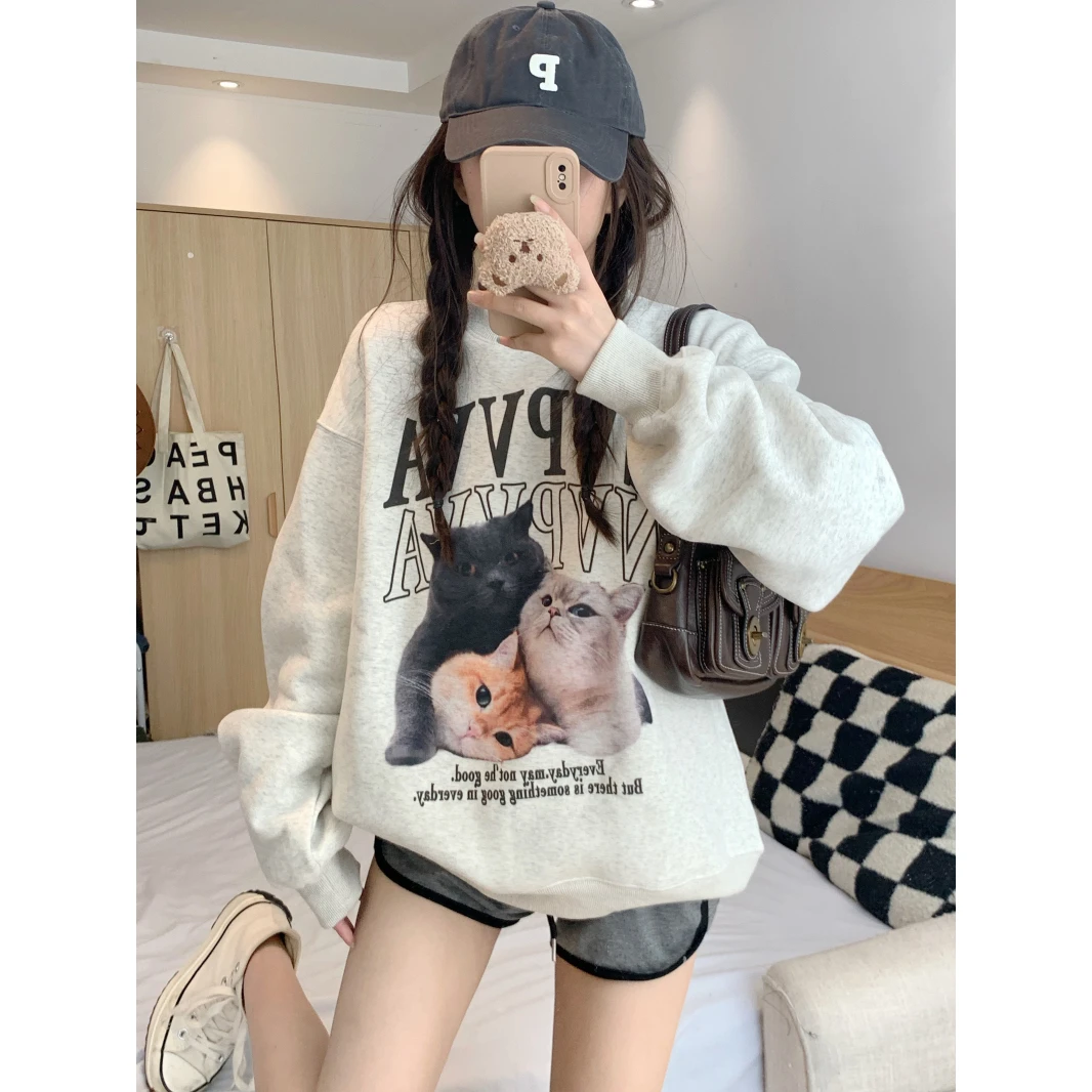 Spring Autumn Thin Long Sleeve Hoodless Sweatshirt Women's Loose Fit Student Style Couple's Fashion Outerwear Top
Spring Autumn Thin Long Sleeve Hoodless Sweatshirt Women's Loose Fit Student Style Couple's Fashion Outerwear Top