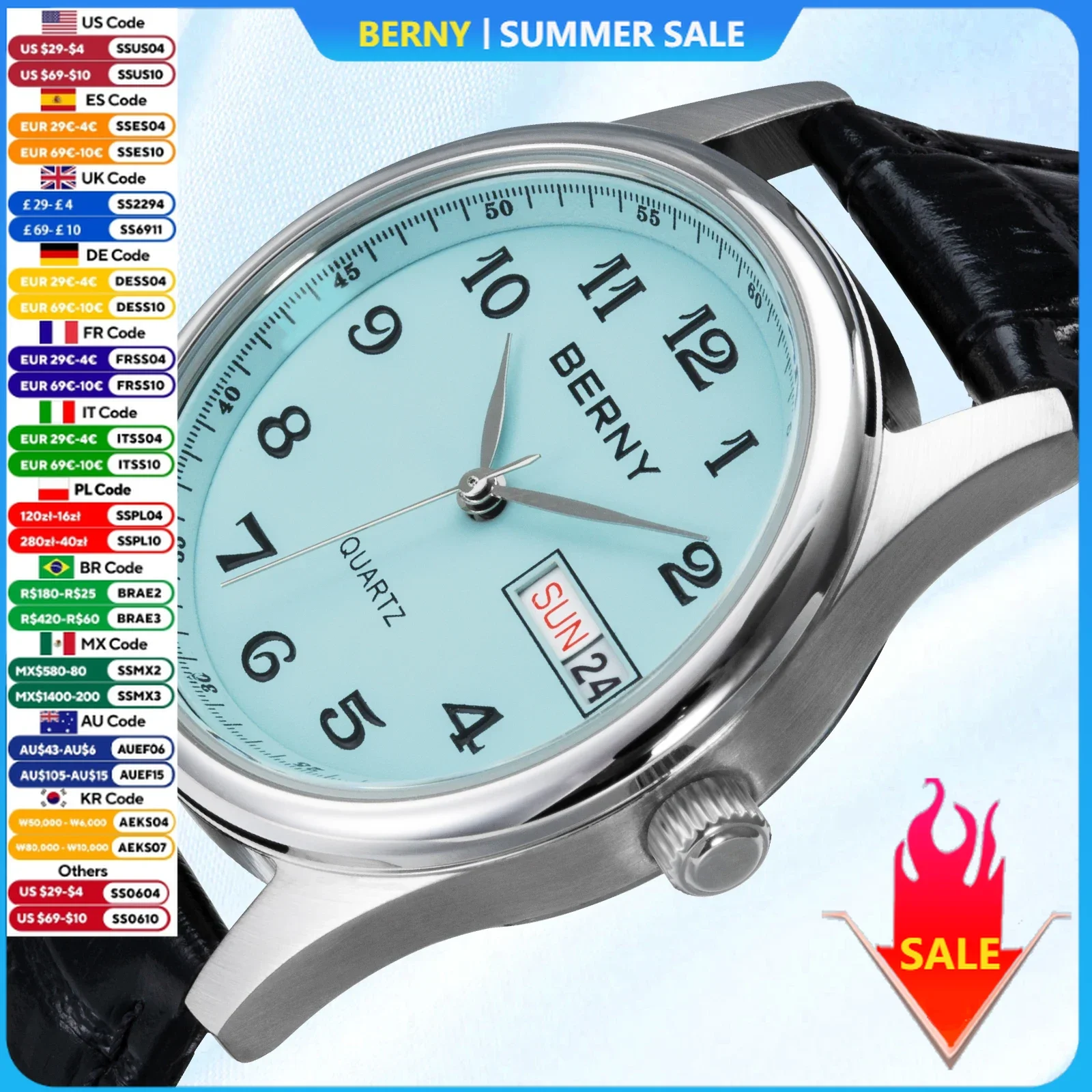 BERNY Watch for Women Calendar Week Casual Simple Dress Women's Watches Waterproof Easy Read Fashion Elegant Ladies Wristwatch
BERNY Watch for Women Calendar Week Casual Simple Dress Women's Watches Waterproof Easy Read Fashion Elegant Ladies Wristwatch