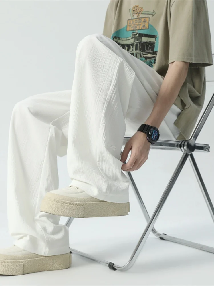 New Chinese Sle White Summer Thin Ice Silk Wide Leg Pants Straight Tube Loose Drape Casual Long Trousers for Men
New Chinese Sle White Summer Thin Ice Silk Wide Leg Pants Straight Tube Loose Drape Casual Long Trousers for Men