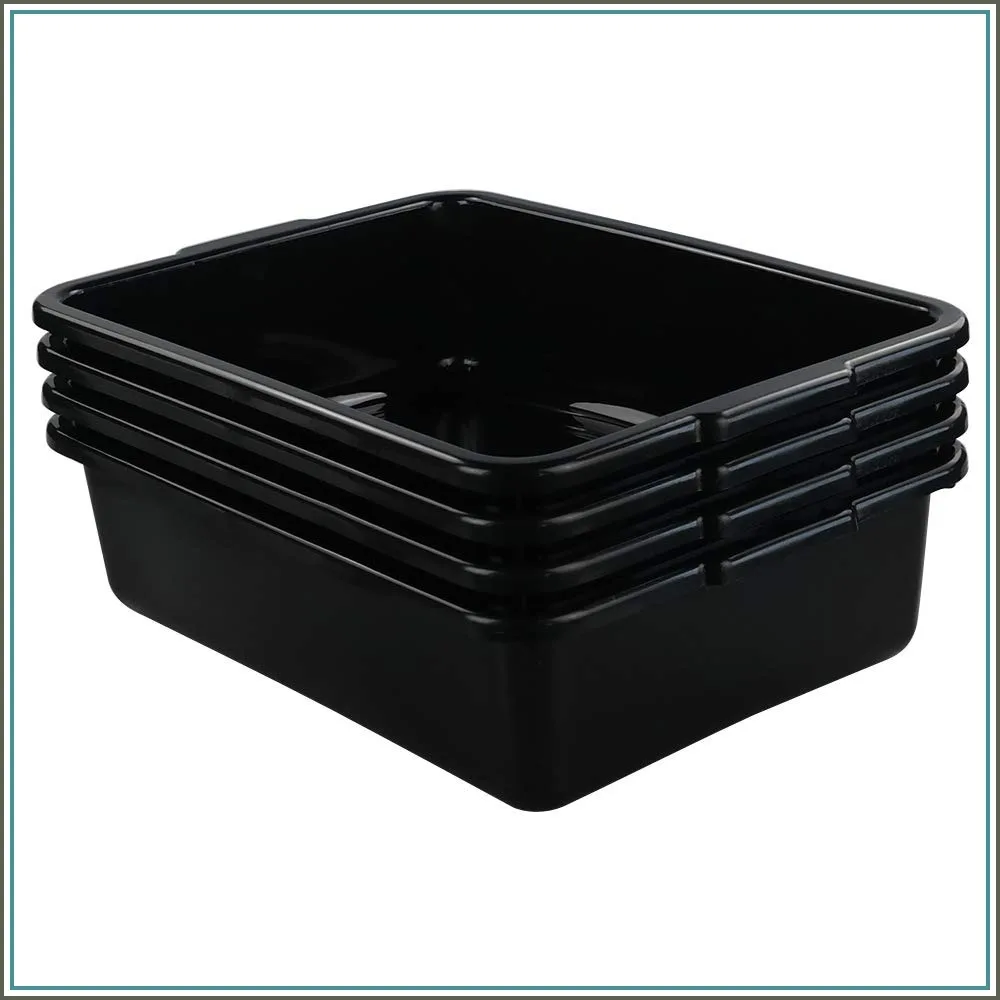 13L Plastic Bus Box, Commercial Wash Basin Tote Box, 4-Pack, Black
13L Plastic Bus Box, Commercial Wash Basin Tote Box, 4-Pack, Black