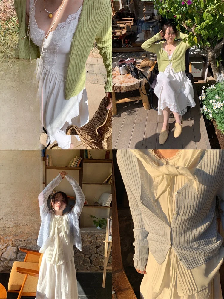 Spring Breeze V-Neck Open Cardigan Silk Paper Stripe Versatile Slimming Long Sleeve Commute Style Regular Length
Spring Breeze V-Neck Open Cardigan Silk Paper Stripe Versatile Slimming Long Sleeve Commute Style Regular Length