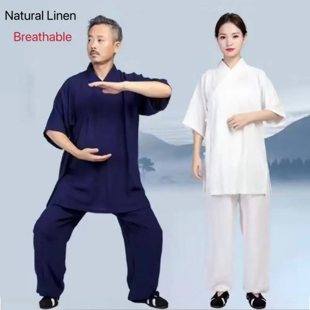 Summer Taoist Robe Natural Breathable Linen Short Sleeve Tai Chi Practice Clothing Men Women Vintage Stage Wushu Kung Fu Suit
Summer Taoist Robe Natural Breathable Linen Short Sleeve Tai Chi Practice Clothing Men Women Vintage Stage Wushu Kung Fu Suit
