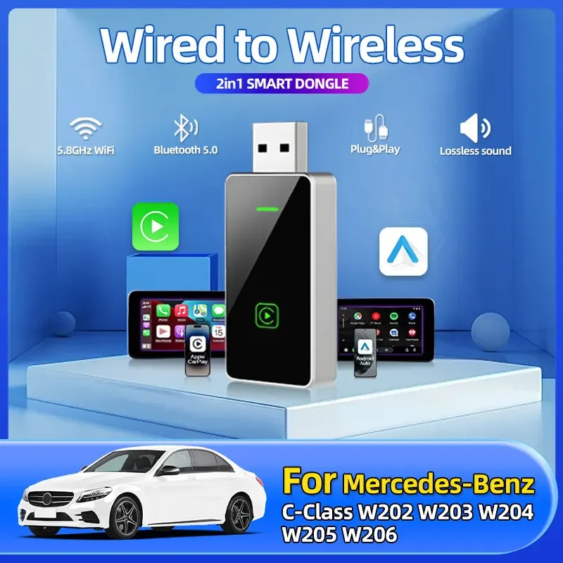 2in1 Wired to Wireless Car Play Adapter OEM Car Stereo With USB Plug And Play For Mercedes-Benz C-Class W202 W203 W204 W205 W206
2in1 Wired to Wireless Car Play Adapter OEM Car Stereo With USB Plug And Play For Mercedes-Benz C-Class W202 W203 W204 W205 W206