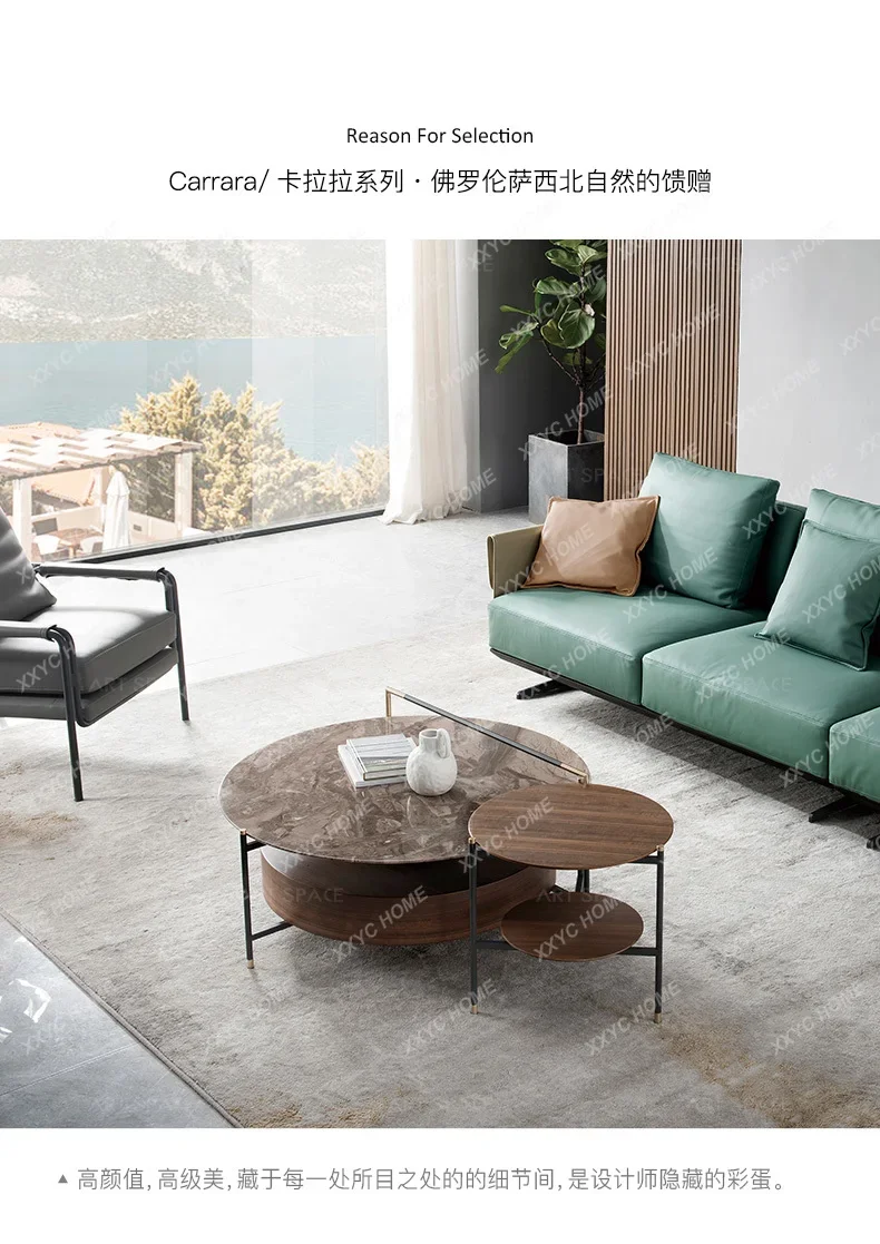 Hlight luxury marble round coffee table, modern minimalist combination edge table
Hlight luxury marble round coffee table, modern minimalist combination edge table