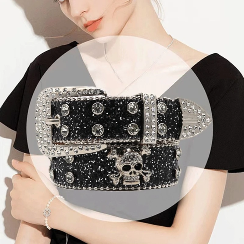 Motorcycle belt shiny rhinestone buckle for women and men rhinestone skull decoration belt for jeans Y2K Spicy girl belt
Motorcycle belt shiny rhinestone buckle for women and men rhinestone skull decoration belt for jeans Y2K Spicy girl belt