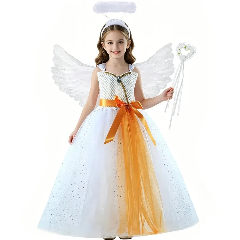 Girls' White Shiny Tulle Dress,Exquisite Fairy Tutu Skirt,Complete Set with Wings and Halo, Christmas Festival Role-play Costume
Girls' White Shiny Tulle Dress,Exquisite Fairy Tutu Skirt,Complete Set with Wings and Halo, Christmas Festival Role-play Costume