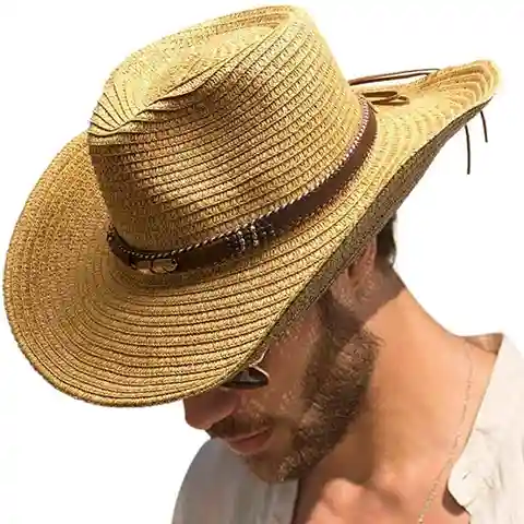 2025 Summer Western Cowboy Top Hat Retro Style Sunshade Cowboy Straw Hat