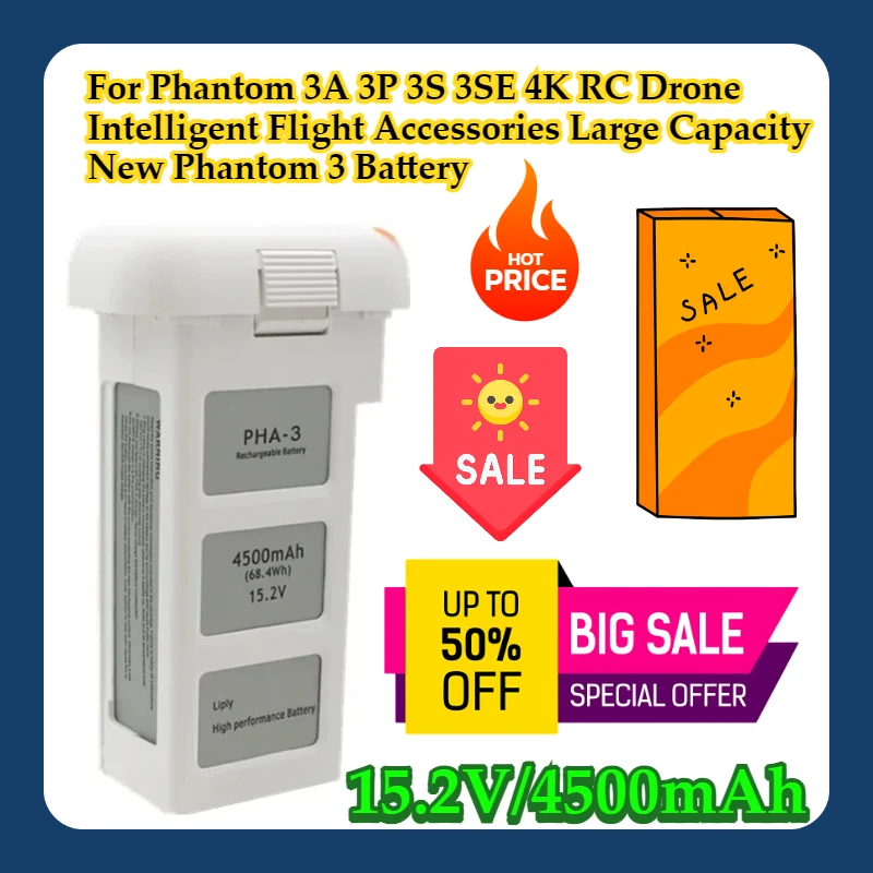 For Phantom 3A 3P 3S 3SE 4K RC Drone Intelligent Flight Accessories Large Capacity New Phantom 3 Battery 15.2V/4500mAh
For Phantom 3A 3P 3S 3SE 4K RC Drone Intelligent Flight Accessories Large Capacity New Phantom 3 Battery 15.2V/4500mAh