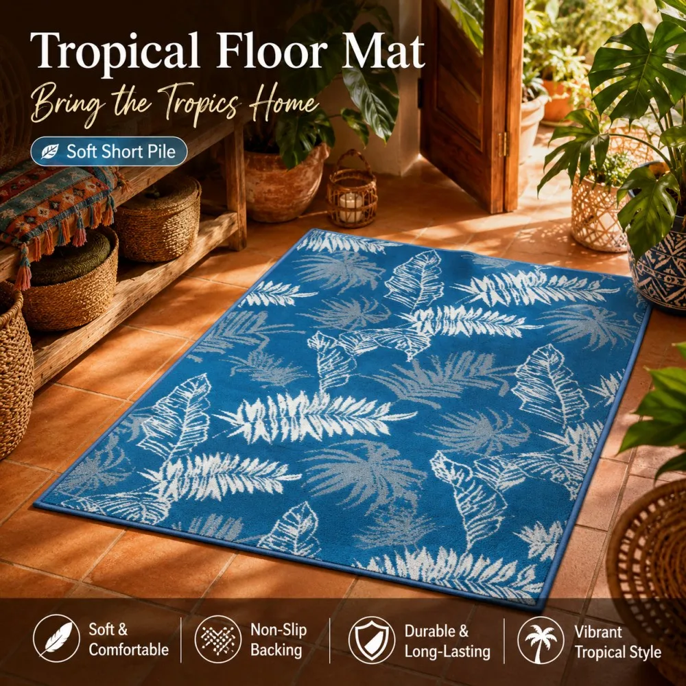 ESRBSO Tropical Leaf Floor Mat Blue Botanical Short Pile Non-Slip Area Rug for Living Room Bedroom Patio Entryway 40x60-80x120cm
ESRBSO Tropical Leaf Floor Mat Blue Botanical Short Pile Non-Slip Area Rug for Living Room Bedroom Patio Entryway 40x60-80x120cm