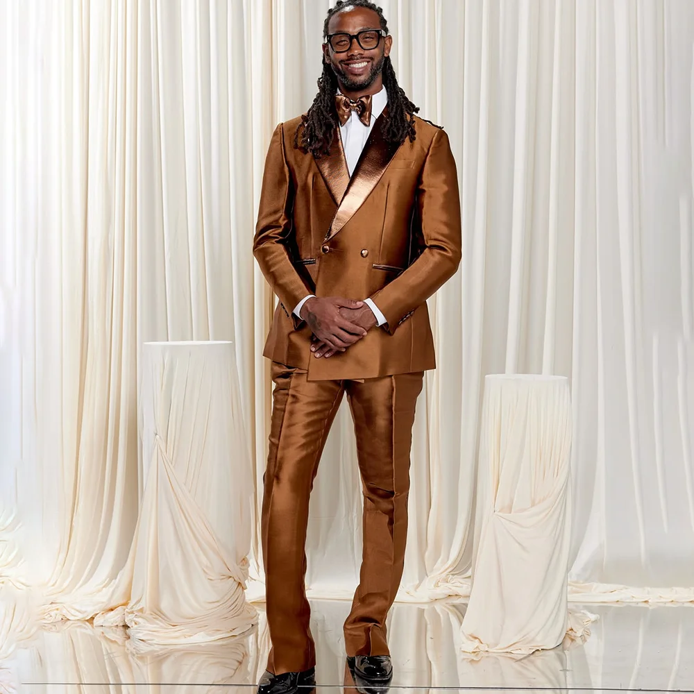 Elegant Men's Bronze Satin Peaked Lapel Suit Double Breasted Wedding Groom Tuxedo Custom 2 Pieces Jacket+Pants Costume
Elegant Men's Bronze Satin Peaked Lapel Suit Double Breasted Wedding Groom Tuxedo Custom 2 Pieces Jacket+Pants Costume