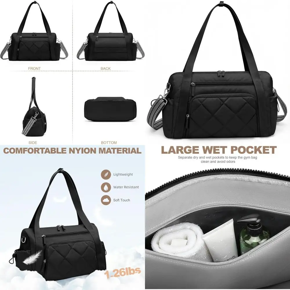 Lightweight Women's Weekender Bag for Travel, Gym, and Dance with Wet Pocket - Black
Lightweight Women's Weekender Bag for Travel, Gym, and Dance with Wet Pocket - Black