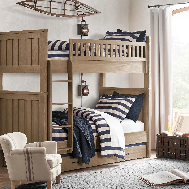 American rural retro fabric children's bed Nordic modern simple solid wood child and mother bed high and low bed
American rural retro fabric children's bed Nordic modern simple solid wood child and mother bed high and low bed
