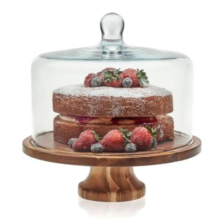 Acacia Wood Cake Stand with Lid, Footed Cake Stand With Cover, Durable Ball Top Handle Glass Dessert Dome
Acacia Wood Cake Stand with Lid, Footed Cake Stand With Cover, Durable Ball Top Handle Glass Dessert Dome