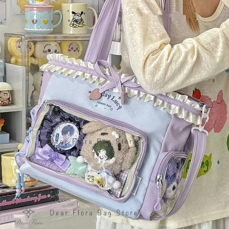 New Y2k Sweet Shoulder Bag Lolita Girl Transparent Tote Bag Women Large Capacity Lace Bow Crossbody Bag Cute DIY Display Handbag
New Y2k Sweet Shoulder Bag Lolita Girl Transparent Tote Bag Women Large Capacity Lace Bow Crossbody Bag Cute DIY Display Handbag