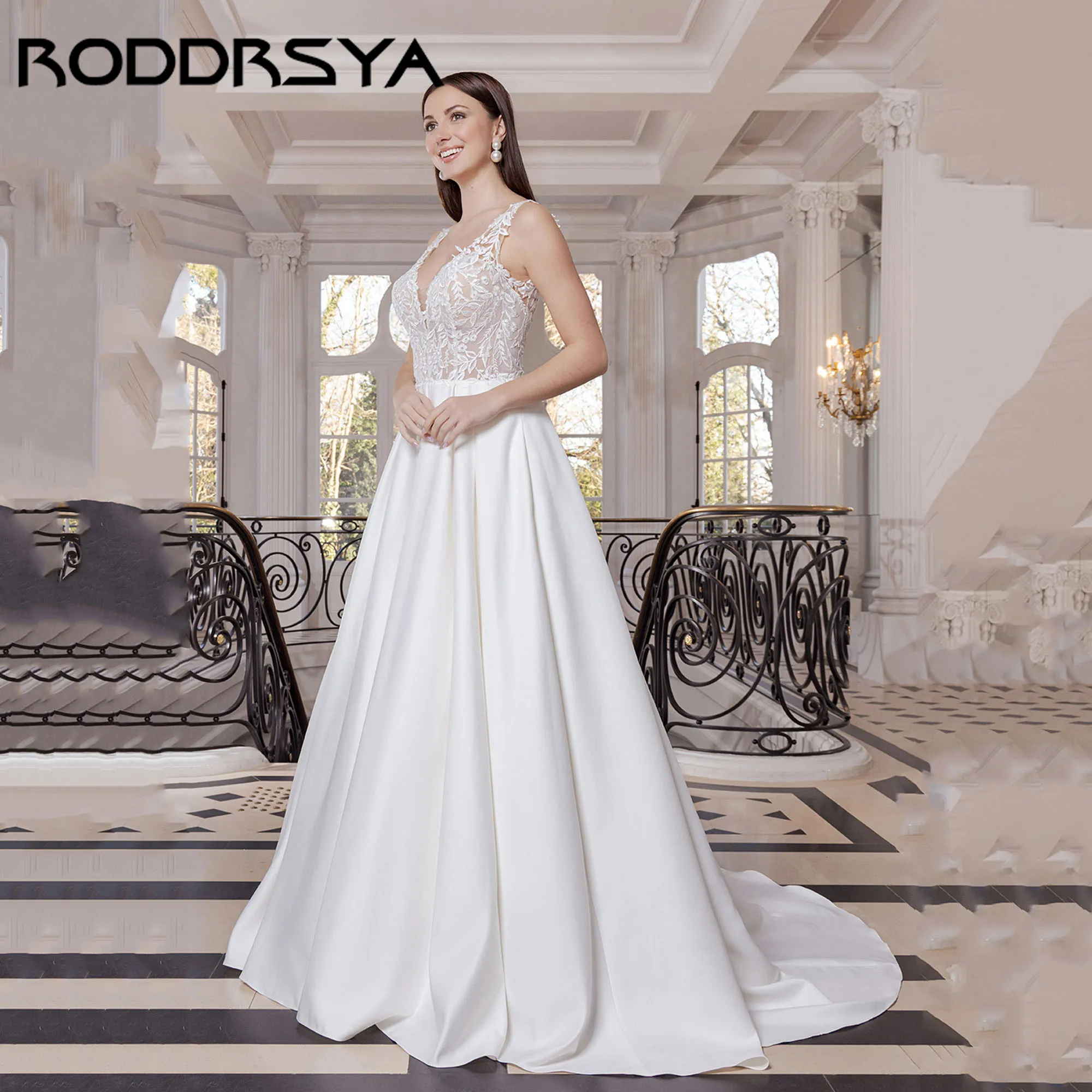 RODDRSYA Satin Wedding Dress For Bride Elegant Appliques V-neck Bridal Gowns A-line Sleeveless vestidos de novia 2025 Customized
RODDRSYA Satin Wedding Dress For Bride Elegant Appliques V-neck Bridal Gowns A-line Sleeveless vestidos de novia 2025 Customized