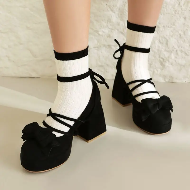 ORCHALISA Lolita Women Pumps 32 33 Round Toe Chunky High Heels 9cm Platform Bowknot Ankle Strap Big Size 44 45 Sweet Shoes
ORCHALISA Lolita Women Pumps 32 33 Round Toe Chunky High Heels 9cm Platform Bowknot Ankle Strap Big Size 44 45 Sweet Shoes