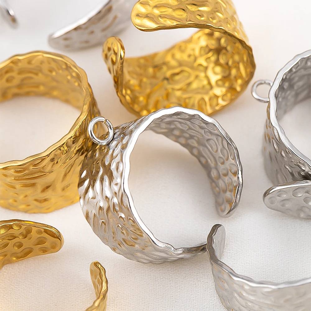 2pcs Stainless Steel 18K Gold Plated Hammered Wide Rings Adjustable Open Ring Bases With Pendant Loops for DIY Jewelry Making
2pcs Stainless Steel 18K Gold Plated Hammered Wide Rings Adjustable Open Ring Bases With Pendant Loops for DIY Jewelry Making